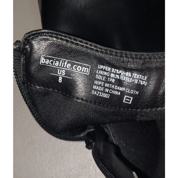 Bacia Black Ankle Boots – Size 8, Block Heel Zip Closure Minimalist Grunge Style - Picture 4 of 11